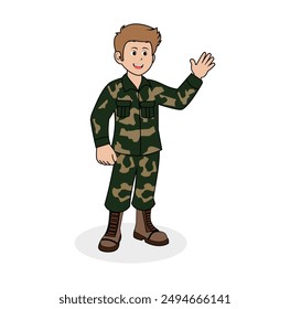 064 Ilustración vectorial del ejército de dibujos animados