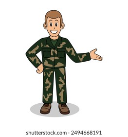 067 Cartoon Man Army Vector Illustration