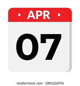 07 April flat style calendar icon, vector illustration