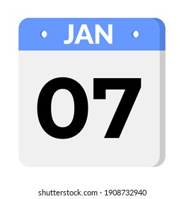 07 Jnuary calendar icon for planner
