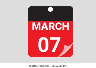 07 Marzo calendario fecha Ilustración vectorial para el planificador de negocios y plazo recordatorio diseño 2026