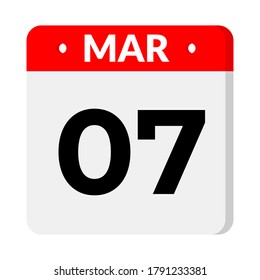 07 March calendar icon, vector illustration