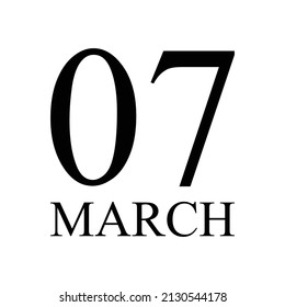 07 March Icon Vector Illustration . Date , Day Of Mouth