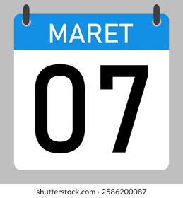 07 maret calender icon text page monthly web design.
