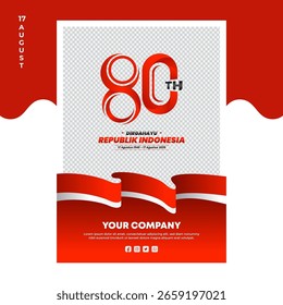 07 Poster für Futter, Flyer, Broschüre Happy 80th Republic of Indonesia Day