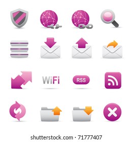 07 Purple Internet Icons Professional vector set for your website, application, or presentation. The graphics can easily be edited color individually and be scaled to any size