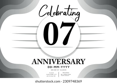 07 year anniversary flat black color logotype style with hand lettering on white background