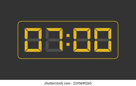 07:00, Digital clock number. Vector illustration.
