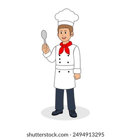 072 Cartoon Chef Man Vector Illustration