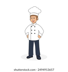 073 Cartoon Chef Man Vector Illustration 