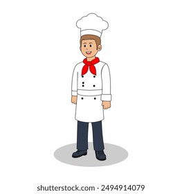 074 Cartoon Chef Man Vector Illustration 