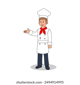 075 Cartoon Chef Man Vector Illustration