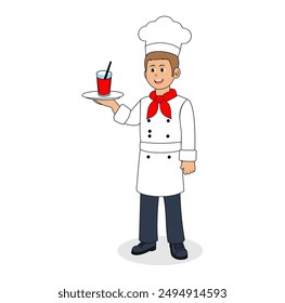 076 Cartoon Chef Man Vector Illustration