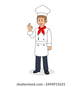 077 Cartoon Chef Man Vector Illustration