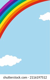 07_Postcard banner with sky clouds and rainbow_space for text	