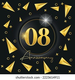 08 anniversary luxury golden logotype template design for banner, poster, card vector illustrator