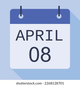 08 April Calendar, Vector Calendar.