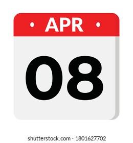 08 April flat style calendar icon, vector illustration