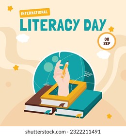 8 de septiembre, Social Media Post Design, Books Lover, Día Internacional de la Alfabetización
