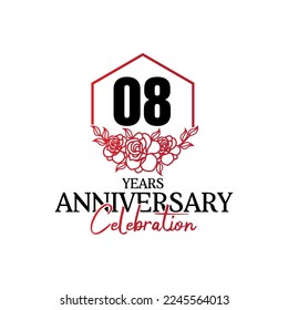 08 years anniversary logo, luxurious anniversary vector design celebration 