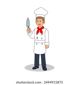 080 Cartoon Chef Man Vector Illustration