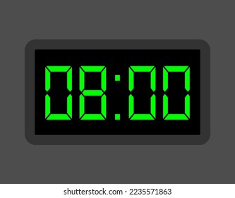 reloj digital de 08:00 horas. Diseño de reloj de alarma para el horario. Icono de temporizador con números digitales para citas y negocios