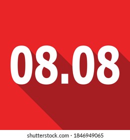 08.08 White numbers on a red background, promotion date 8 month 8