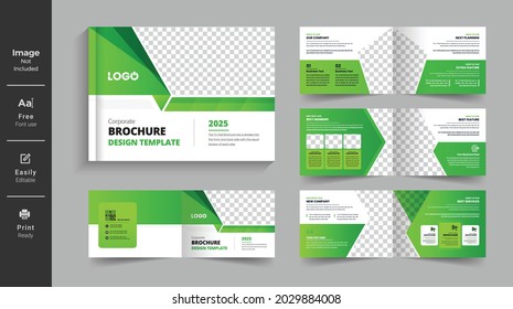 08pages corporate landscape business brochure design template. colorful abstract modern layout theme.