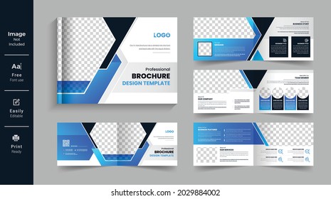 08pages Landscape Corporate Business Brochure Design Template. Colorful And Modern Design Layout Theme.