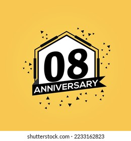 08th years anniversary logo, vector design birthday celebration with geometric isolated design.