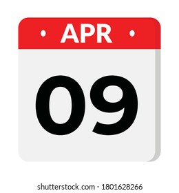 09 April calendar icon, vector illustration