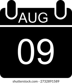 09 agosto calendar Glyph Vector Icon Design