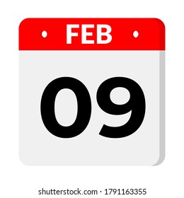 09 February calendar icon, vector illustration
