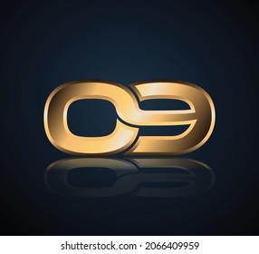 09 Gold 3D-Zahlenlogo auf dunklem Hintergrund mit realistischer Reflexion