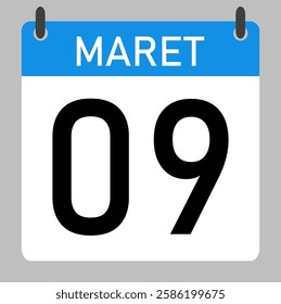 09 maret calender icon text page monthly web design.

