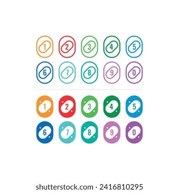 0-9 number buttons for business, university, academy, education. 0-9 math numbers in geometric shape