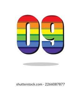 09 Number Rainbow Color Logo Design Template Inspiration, Vector Illustration.