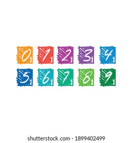 0-9 numbers in colored squares