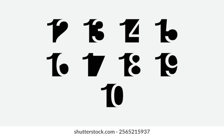 0-9 numbers on white background. 0-9 numbers. Decorative elements for banner, cover, birthday or anniversary party.