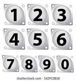 0-9 numbers set isolated on green background.