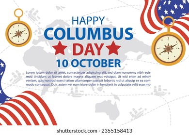 09 October celebration happy Columbus day banner and social media template vector illustration