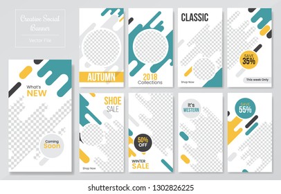 09 Slides abstract Unique Editable modern Social Media banner Template.Anyone can use This Design Easily.Promotional web banner for social media. Elegant sale and discount promo - Vector.