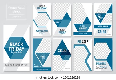 09 Slides abstract Unique Editable modern Social Media banner Template.Anyone can use This Design Easily.Promotional web banner for social media. Elegant sale and discount promo - Vector.
