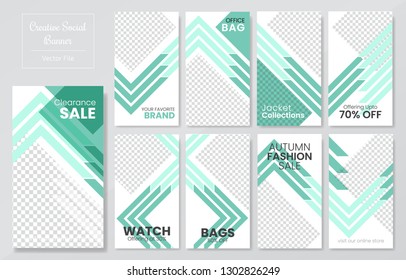 09 Slides abstract Unique Editable modern Social Media banner Template.Anyone can use This Design Easily.Promotional web banner for social media. Elegant sale and discount promo - Vector.