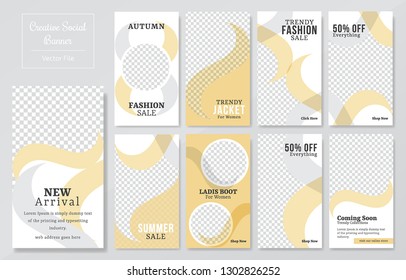 09 Slides abstract Unique Editable modern Social Media banner Template.Anyone can use This Design Easily.Promotional web banner for social media. Elegant sale and discount promo - Vector.