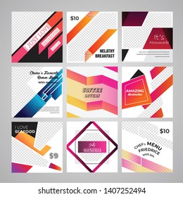 09 Slides abstract Unique Editable modern Social Media banner Template.Anyone can use This Design Easily.Promotional web banner for social media. Elegant sale and discount promo - Vector. - Vector
