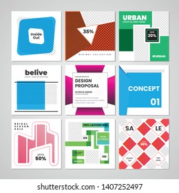 09 Slides abstract Unique Editable modern Social Media banner Template.Anyone can use This Design Easily.Promotional web banner for social media. Elegant sale and discount promo - Vector. - Vector
