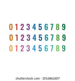 0-9 technological numbers. 0-9 futuristic numbers. 0-9 digital numbers on white background