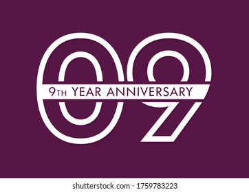 09 years anniversary image vector, 09th anniversary celebration logotype 