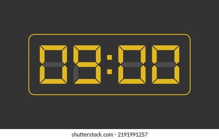 09:00, Digital clock number. Vector illustration.